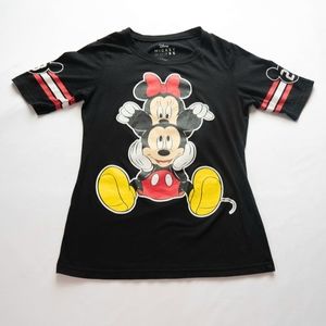 Disney Mickey Minnie Mouse Big Girls Medium Black Red Graphic Short Sleeve Shirt